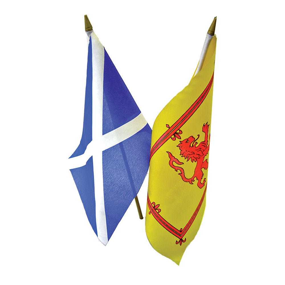 Scotland Handheld Mini Flags – Saltire & Lion Rampant (Set of 2)