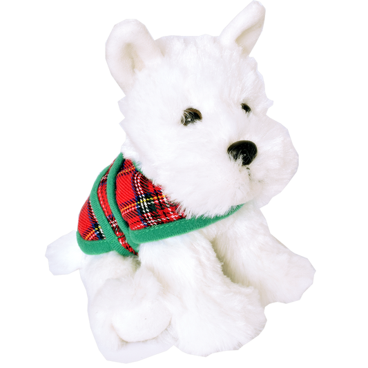 Westie with Tartan Jacket - Sitting