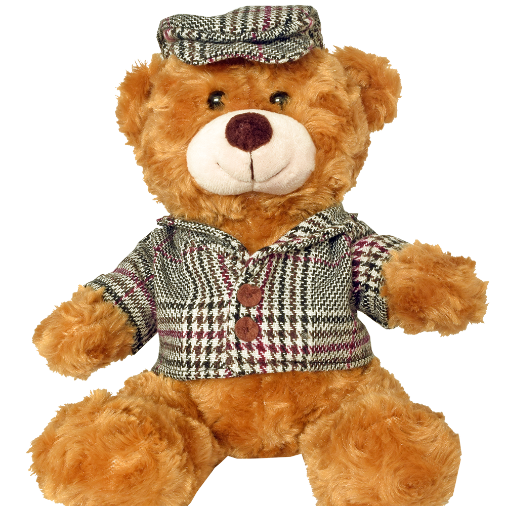 Teddy with Tweed Jacket + Cap - 23cm