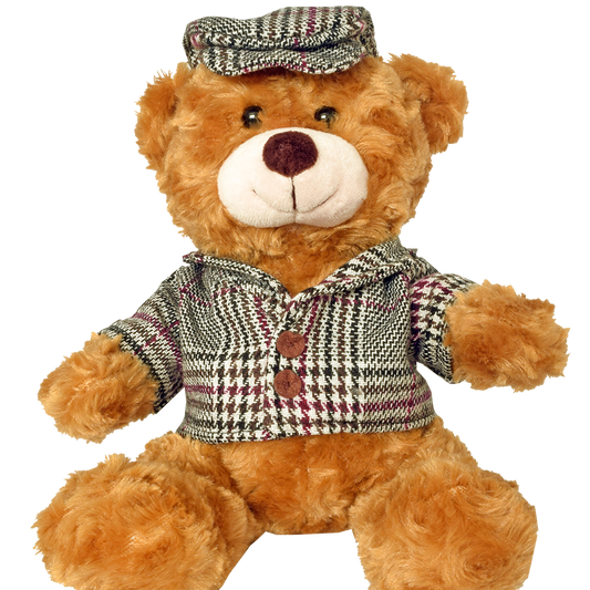 Teddy with Tweed Jacket + Cap - 23cm