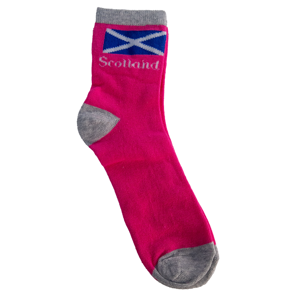 Pink Saltire Scotland Socks - 4-7