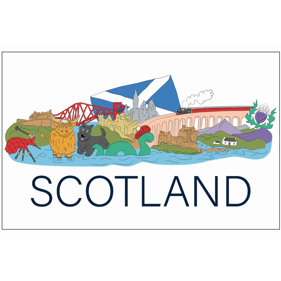 Scotland Collage Tea Towel