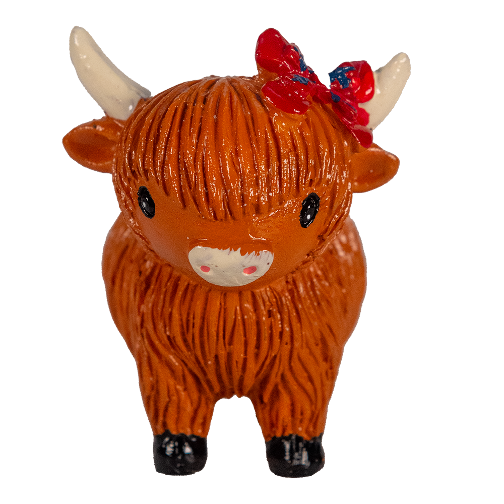 Coo Figurine - Tartan Ribbon