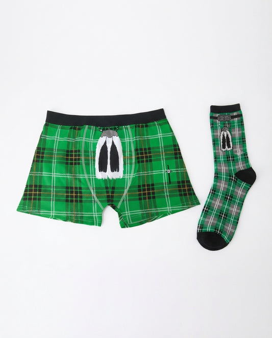 Green Tartan Boxers and Socks Set