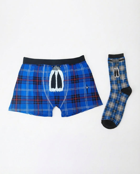 Blue Tartan Boxers and Socks Set