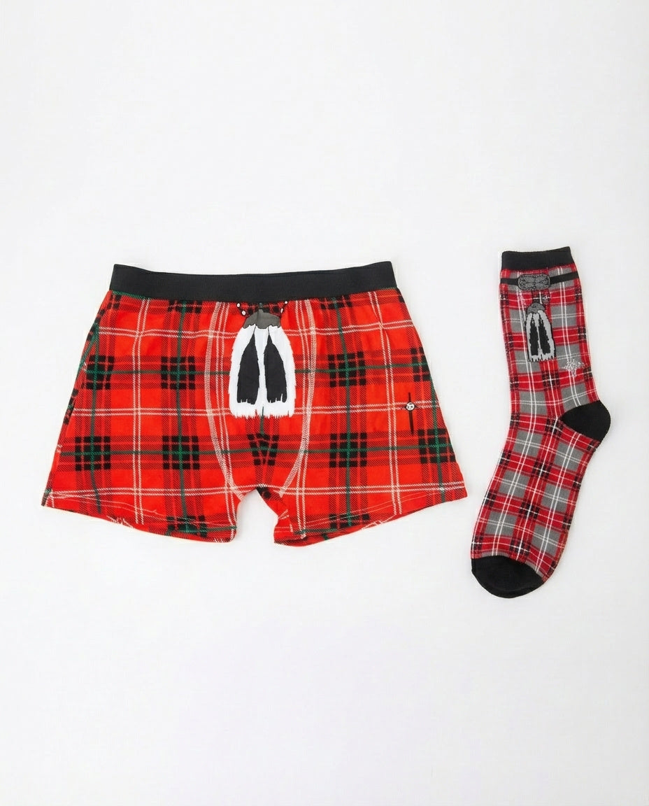 Red Tartan Boxers and Socks Set