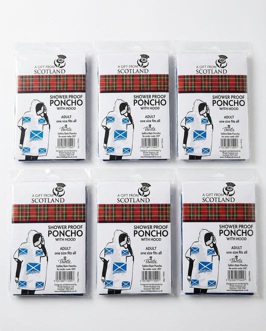 6 Pack - Saltire Scotland Rain Ponchos
