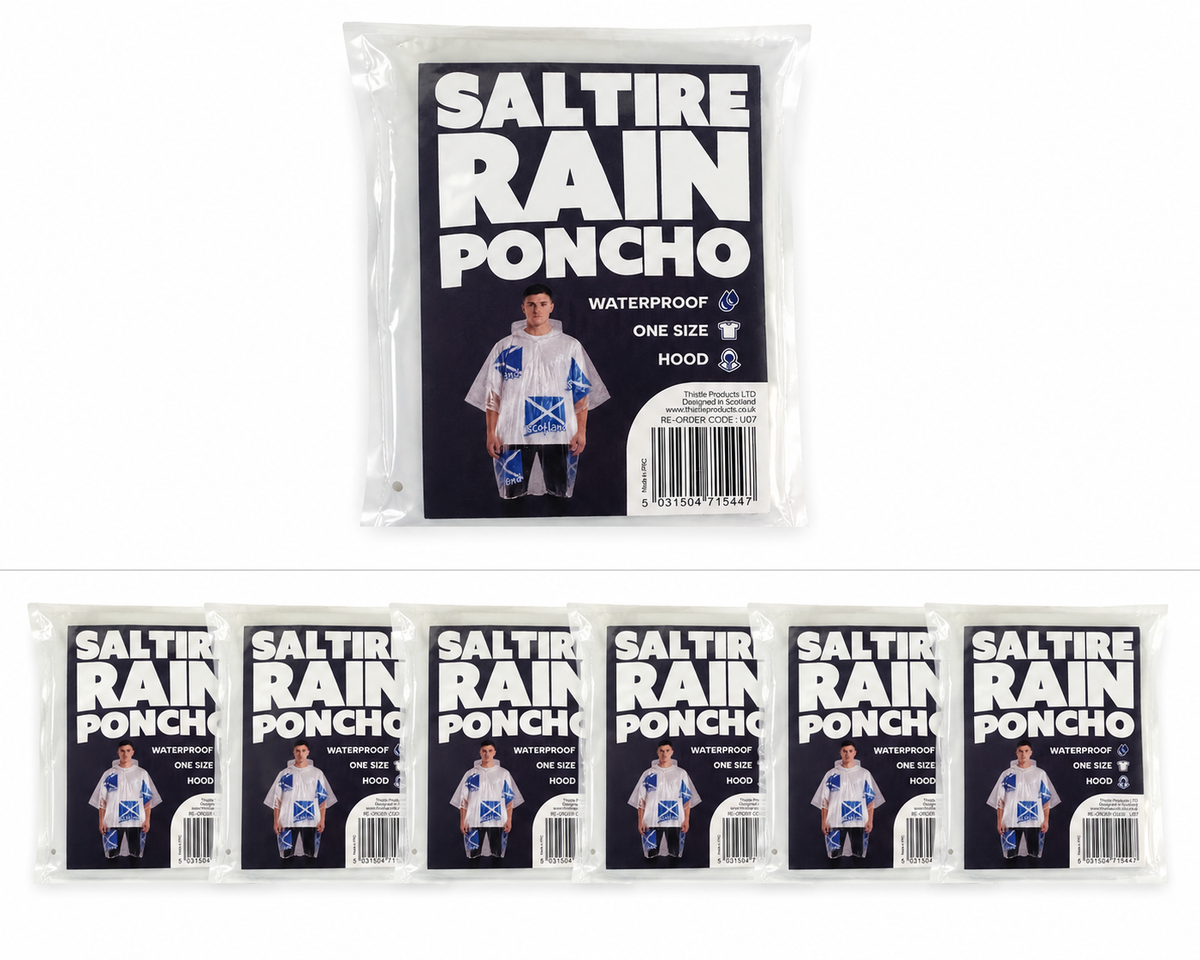 6 Pack - Saltire Scotland Rain Ponchos