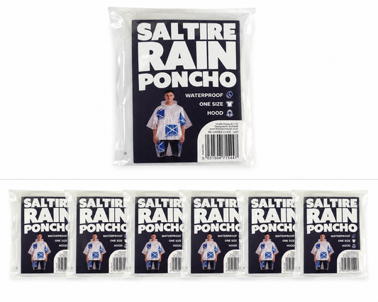 6 Pack - Saltire Scotland Rain Ponchos