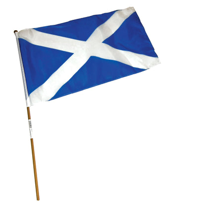 Scotland flag on a flagpole on a white background.
