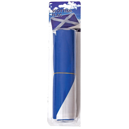 Packaged Scottish flag with blue and white colours on a white background.