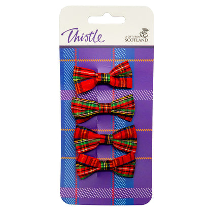 Red Tartan Bow Hairclips x 4