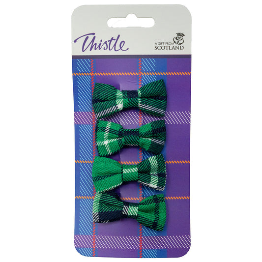 Green Tartan Bow Hairclips x 4