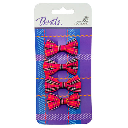Pink Tartan Bow Hairclips x 4