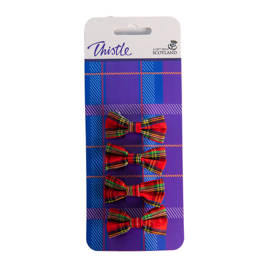 Red Tartan Bow clips x 4