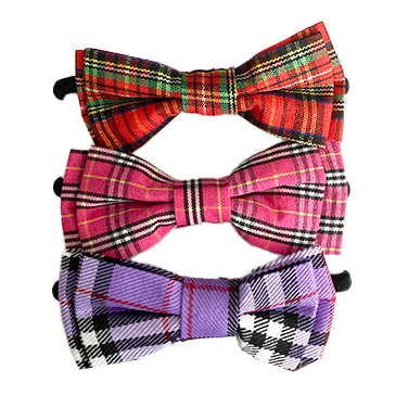 Tartan Bow Hair Elastics x 3