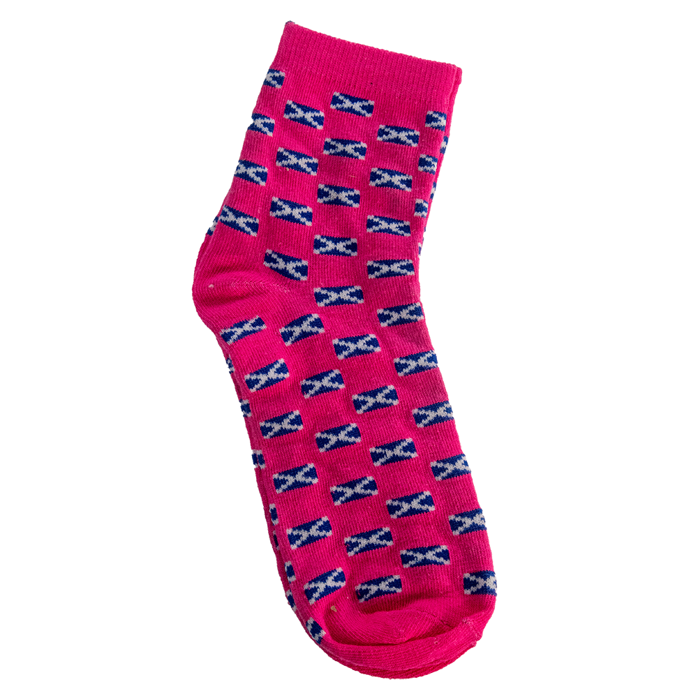 Multi Saltire Pink Socks - 4-7