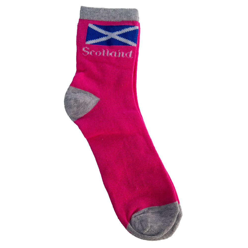 Pink Saltire Scotland Socks - 4-7