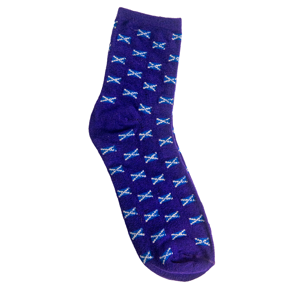 Multi Saltire Blue Socks - 6-11