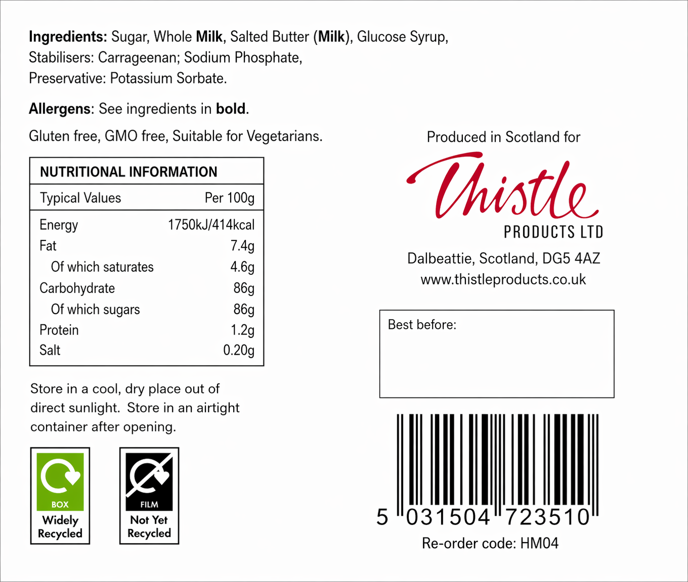 Scottish Skyline - Butter Tablet 135g