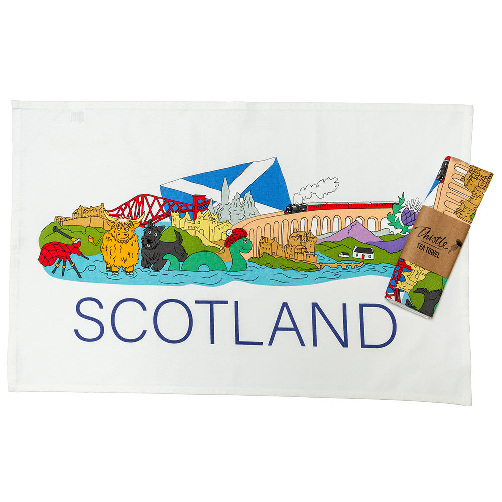 Scotland Collage Tea Towel