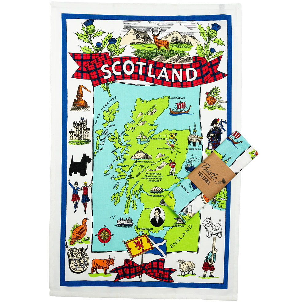 Map of Scotland Tea Towel