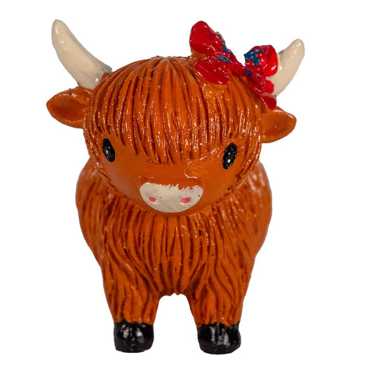 Coo Figurine  - Tartan Ribbon